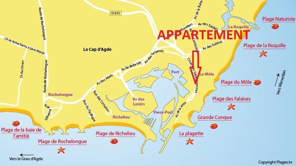 Cap D'Agde 300M Plage Du Mole,Vue Port,Parking,Lave Linge,Piscine Apartment Exterior foto